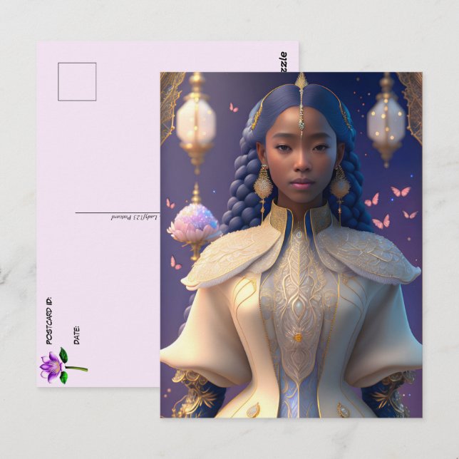 Carte Postale Imaginaire Princesse, poste (Devant / Derrière)