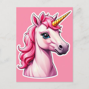 Carte Postale Imaginaire rose Unicorn