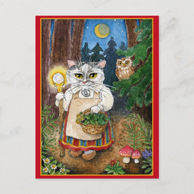 Carte postale imaginaire sorcière mignonne (Devant)