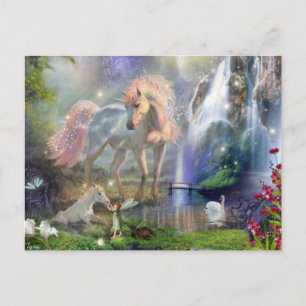 Carte Postale Imaginaire Unicorn maman et bébé