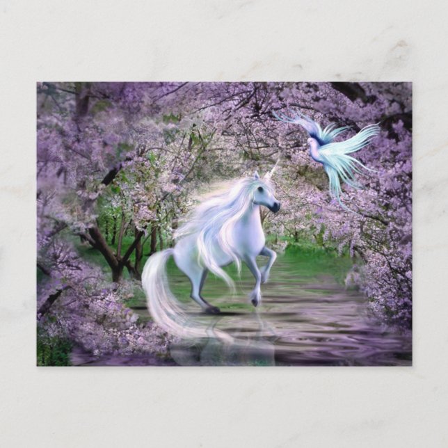 Carte Postale Imaginaire Unicorne de printemps (Devant)