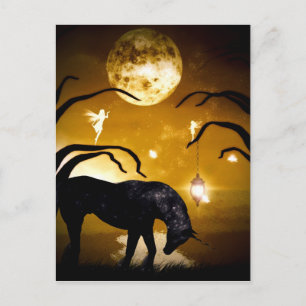 Carte postale Imaginaire unicorne et fées