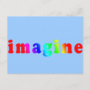 Carte Postale Imaginez en lettres couleur arc-en-ciel