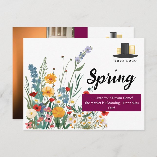 Carte Postale Immobilier de printemps unique (Devant / Derrière)