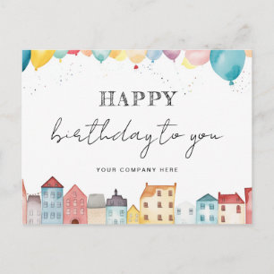 Carte Postale Immobilier Joyeux Anniversaire Aquarelle Maison Ba