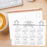 Carte Postale Immobilier Maison de société personnalisée 2024 Ca<br><div class="desc">Ce calendrier de cartes postales de réal moderne est fait sur mesure avec le nom de votre société immobilière sous le nom de l'agent dans la typographie chic. Ces cartes postales minimalistes de calendrier noir et blanc présentent un dessin simple d'une maison. Un cadeau marketing contemporain pour un agent immobilier...</div>