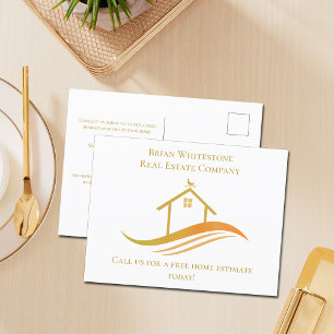 Carte Postale Immobilier Société Gold House Logo Realtor Personn