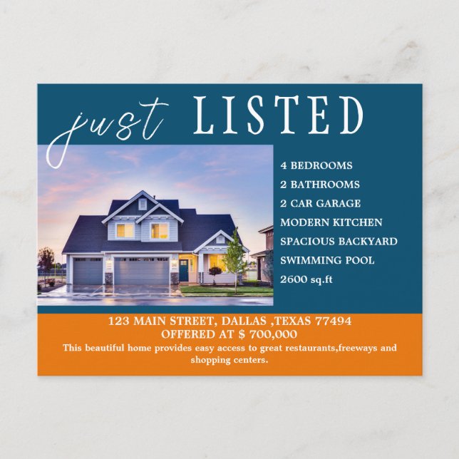 Carte Postale Immobilier Unique récemment listé (Devant)
