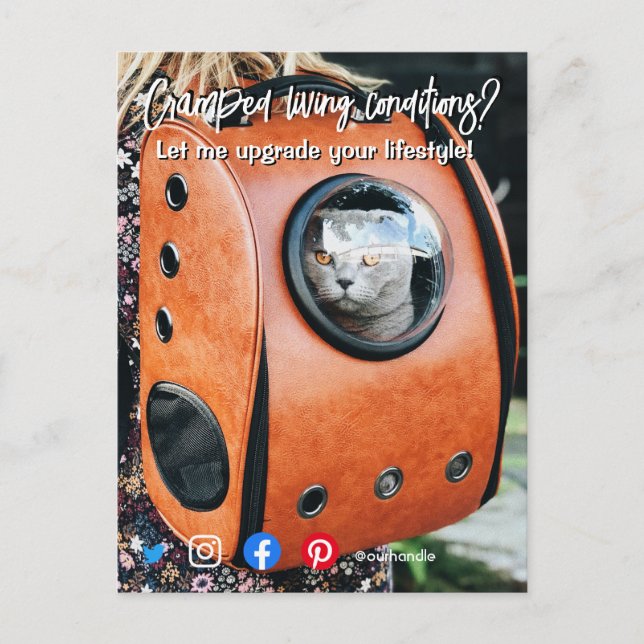 carte postale immobilière drôle chat dans un espac (Devant)