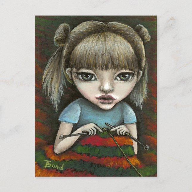 Carte Postale impossible d'arrêter le tricot (Devant)