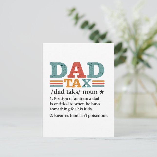 Carte Postale Impôt papa - Drôle définition de la paternité (Debout devant)