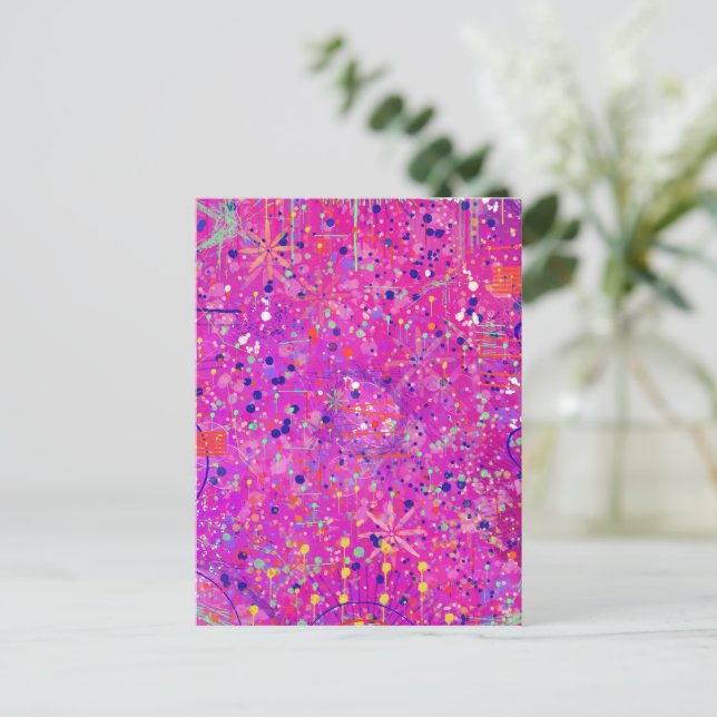Carte Postale Impression abstraite Jubilé Magenta (Debout devant)