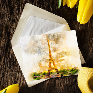 Carte Postale Impression artistique aquarelle du coucher de sole