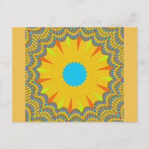 Carte Postale Impression Cyan et Gold Mandala Art