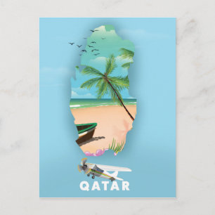 Carte Postale Impression d'affiche de voyage illustrée du Qatar