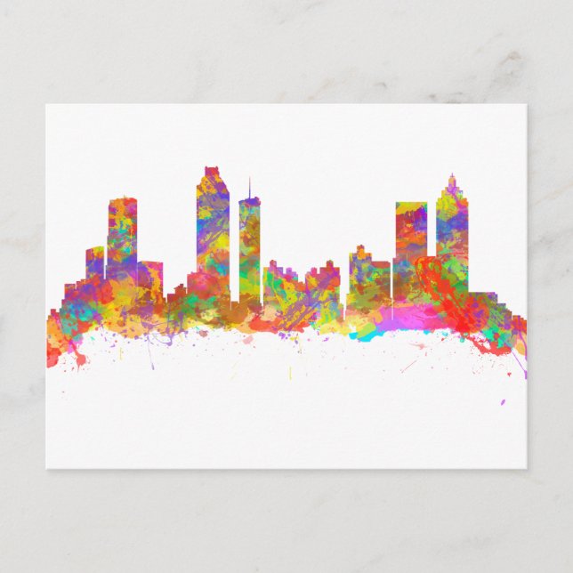 Carte Postale Impression d'art aquarelle de l'horizon d'Atlanta (Devant)