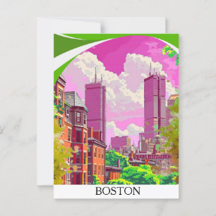 Carte Postale Impression d'art de Boston, Affiche de voyage, Car
