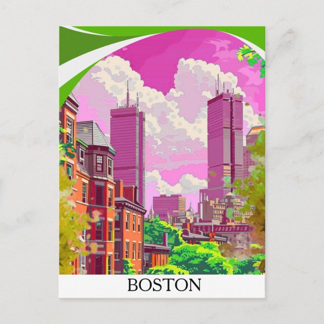 Carte Postale Impression d'art de Boston, Affiche de voyage, Car (Devant)