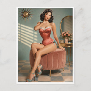Carte Postale Impression d'art de charme Pin-Up Vintage   Boudoi