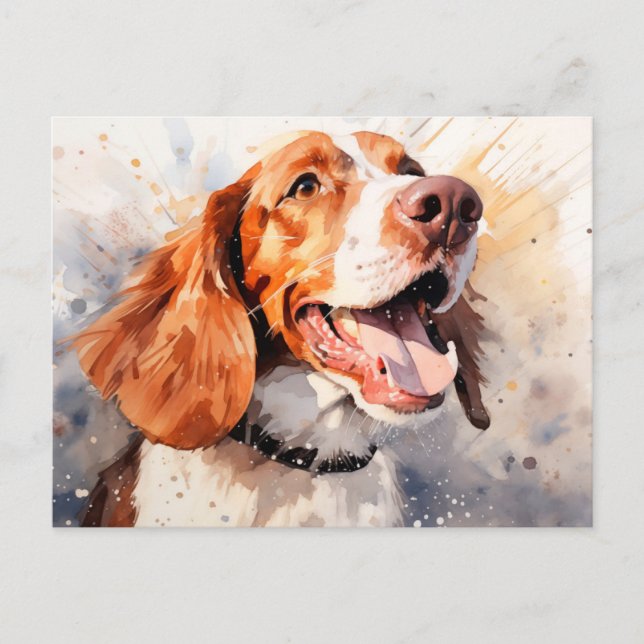 Carte Postale Impression d'art de chien à l'aquarelle joyeuse (Devant)