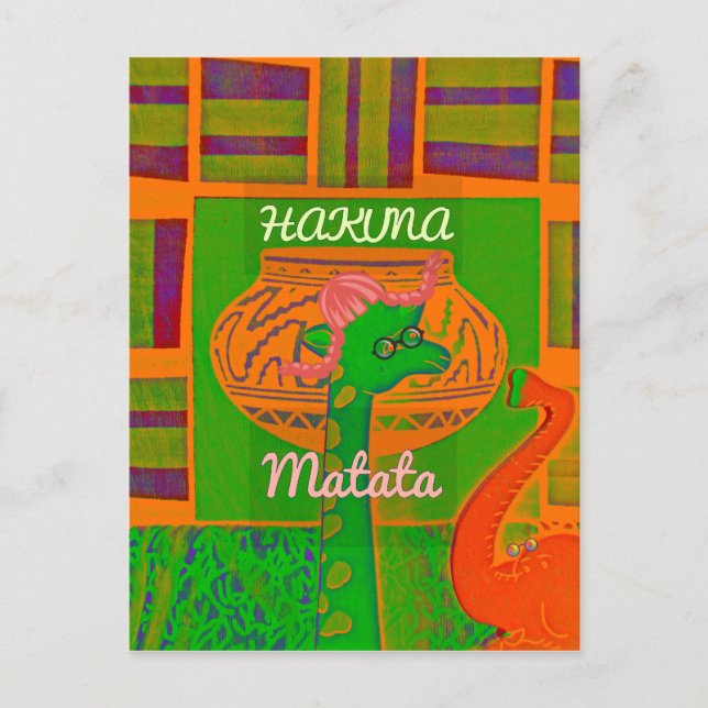 Carte Postale Impression d'art de girafe Hakuna (Devant)