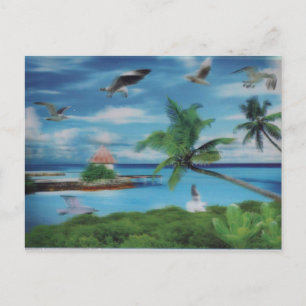 Carte Postale Impression d'art de scène de plage tropicale