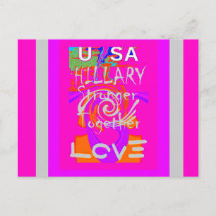 Carte Postale Impression d'art inspirante Hillary à bordure rose