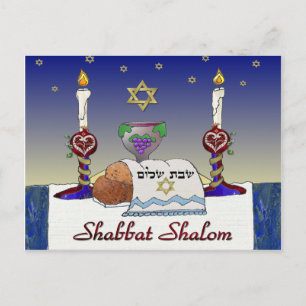 Carte Postale Impression d'art Judaica Shabbat Shalom