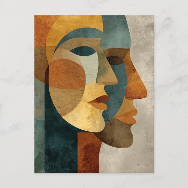 Carte Postale Impression d'art mural de visages abstraits cubist (Devant)