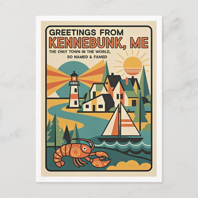 Carte Postale Impression d'art rétro Kennebunk Maine  (Devant)