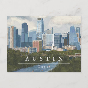 Carte Postale Impression d'Austin Skyline Peint Art