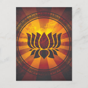 Carte Postale Impression de fleurs Lotus vintages