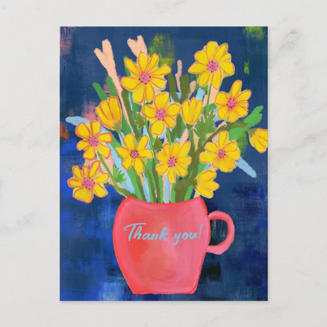 Carte Postale Impression de fleurs Merci (Devant)