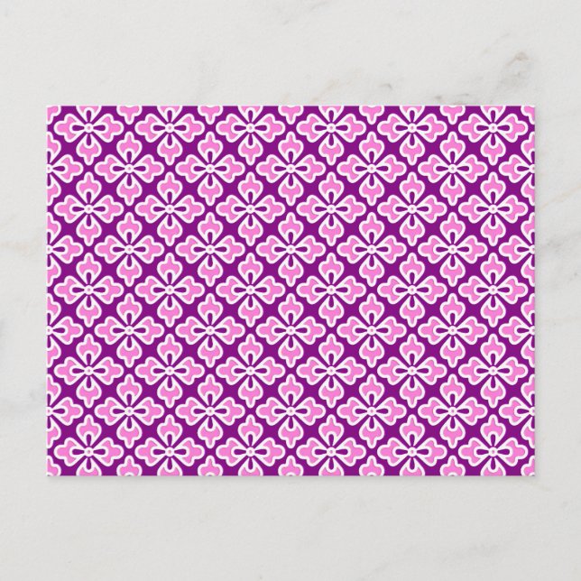 Carte Postale Impression de kimono floral, rose orchidée et viol (Devant)