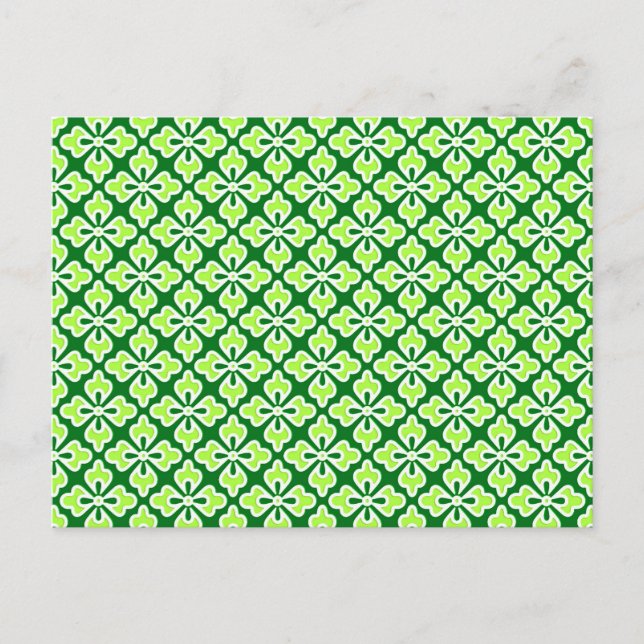 Carte Postale Impression de kimono floral, vert citron et vert p (Devant)