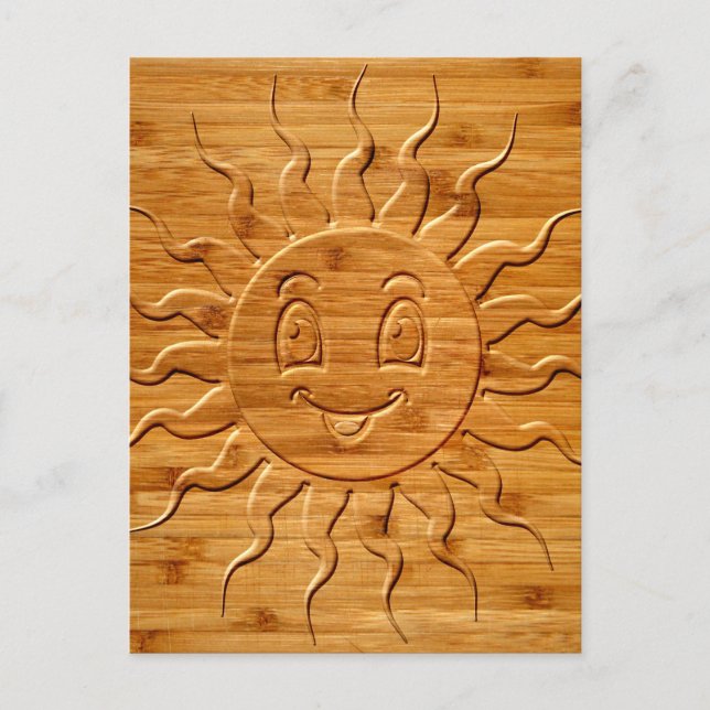 Carte Postale Impression De La Face Solaire Souriante En Bois (Devant)