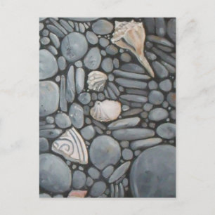 Carte Postale Impression de peinture de galets et de coquillages