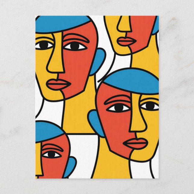 Carte Postale Impression de visages abstraits, art géométrique v (Devant)