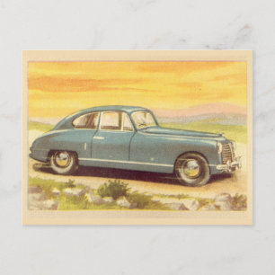 Carte Postale Impression de voiture bleue vintage