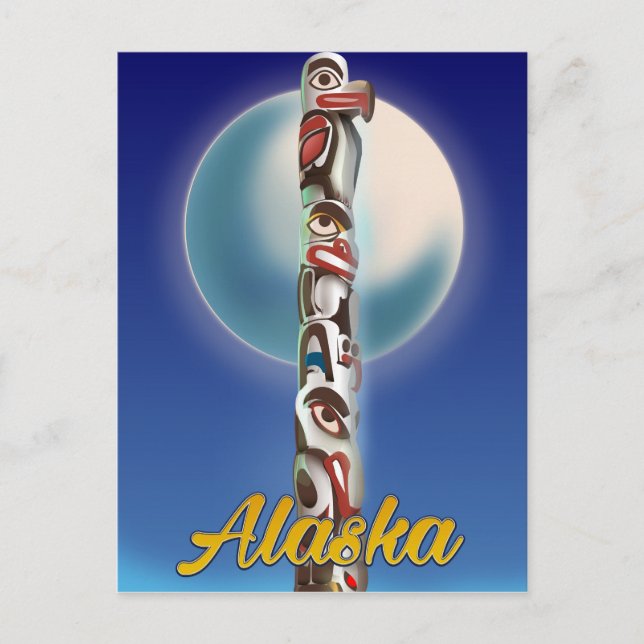 Carte Postale Impression de voyage Alaska Totem Pole (Devant)