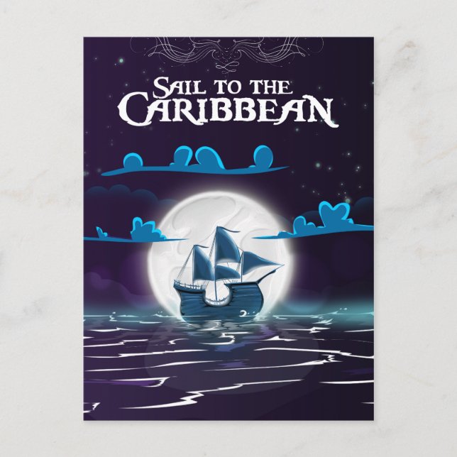 Carte Postale Impression de voyage de dessin animé de pirate des (Devant)