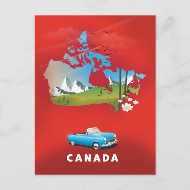Carte Postale Impression de voyage illustrée du Canada. (Devant)