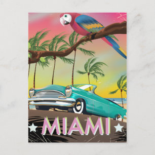 Carte Postale Impression de voyage rétro vintage Miami
