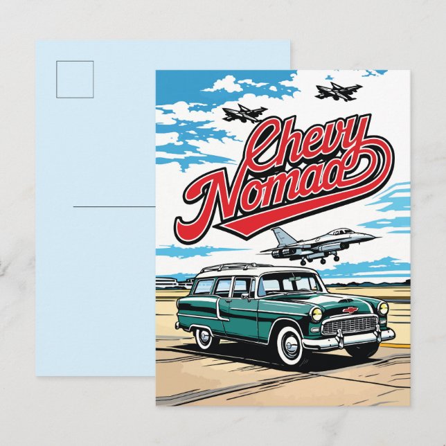 Carte Postale Impression d'illustration Pop Art ciel rétro class (Devant / Derrière)