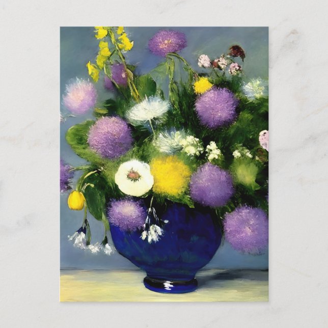 Carte Postale Impression du vase de fleurs de couleur douce (Devant)