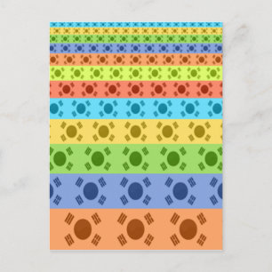 Carte Postale Impression d'un drapeau coréen multicolore