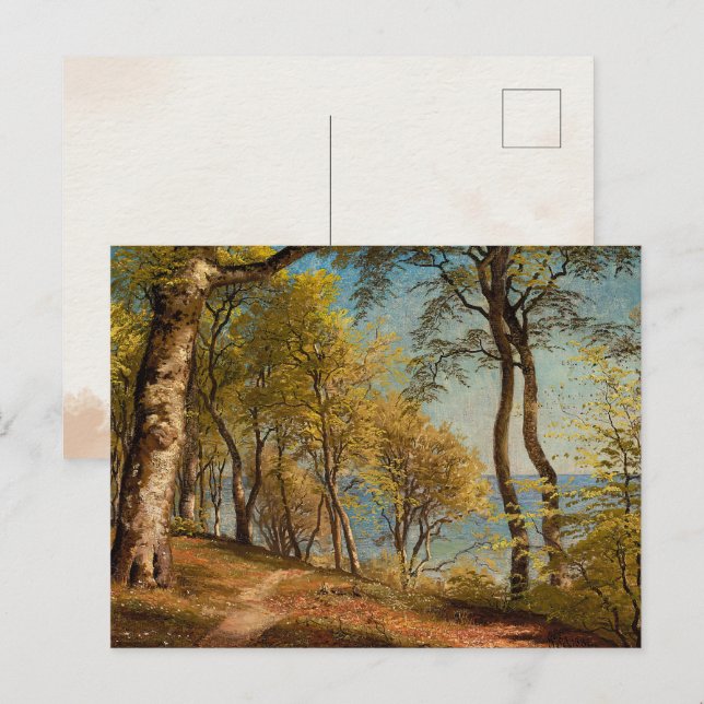 Carte Postale Impression d'une peinture à l'huile de forêt côtiè (Devant / Derrière)