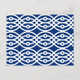 Carte Postale Impression kimono, bleu marine et blanc