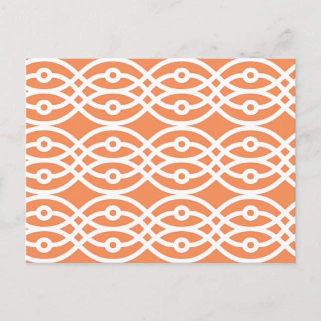 Carte Postale Impression kimono, corail orange et blanc (Devant)