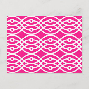 Carte Postale Impression kimono, rose fuchsia et blanc